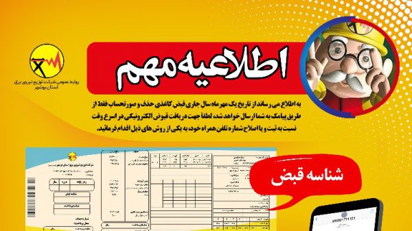 نحوه دریافت الکترونیکی قبوض برق به شهروندان بوشهری ابلاغ شد