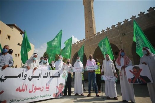 تظاهرات مبلغان مذهبی در غزه علیه «ماکرون»