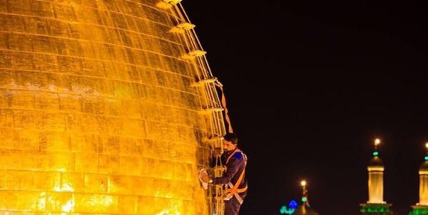گنبد حرم امام حسین (ع) درآستانه محرم شستوشو شد+عکس